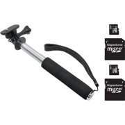 DigPro GoPro Accessory Kit: Selfie Stick and 2 (Two) 32GB Micro SD Cards