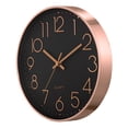 thumbnail image 2 of Rose Gold 3D Numerals Easy to Read Black Wall Clock Classic Elegant Modern Silent Quartz Clocks for Living Room Bedroom Office 12", 2 of 6