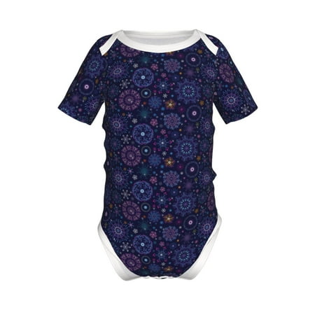 

Lukts Stars And Gradient Colorful Snowflakes Print Baby Short Sleeve Romper Onesie for Newborn Baby Boys and Girls-12 Months