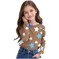 thumbnail image 6 of Maean Boys Girls Shirts Star Printed Long Sleeve Crewneck Tshirts Casual Loose Tee Blouse for 3-14 Years, 6 of 7