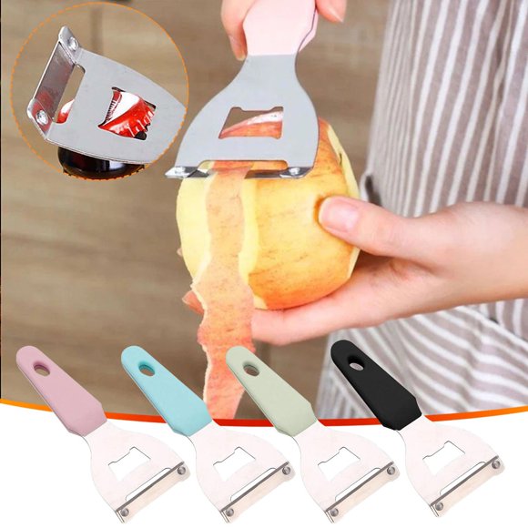 Cocina Multifuncional de Acero Inoxidable Peeler, Removedor de Piel de Frutas y Verduras de Doble Propósito y Abrebotellas, Herramienta Accesorio de Preparación Diaria de Cocina para el Hogar