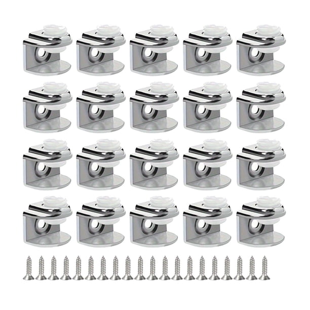 20 piezas de soporte para estante de vidrio, abrazadera de vidrio, soporte de estante, clip de espejo de aleación de zinc, soporte de panel, herrajes