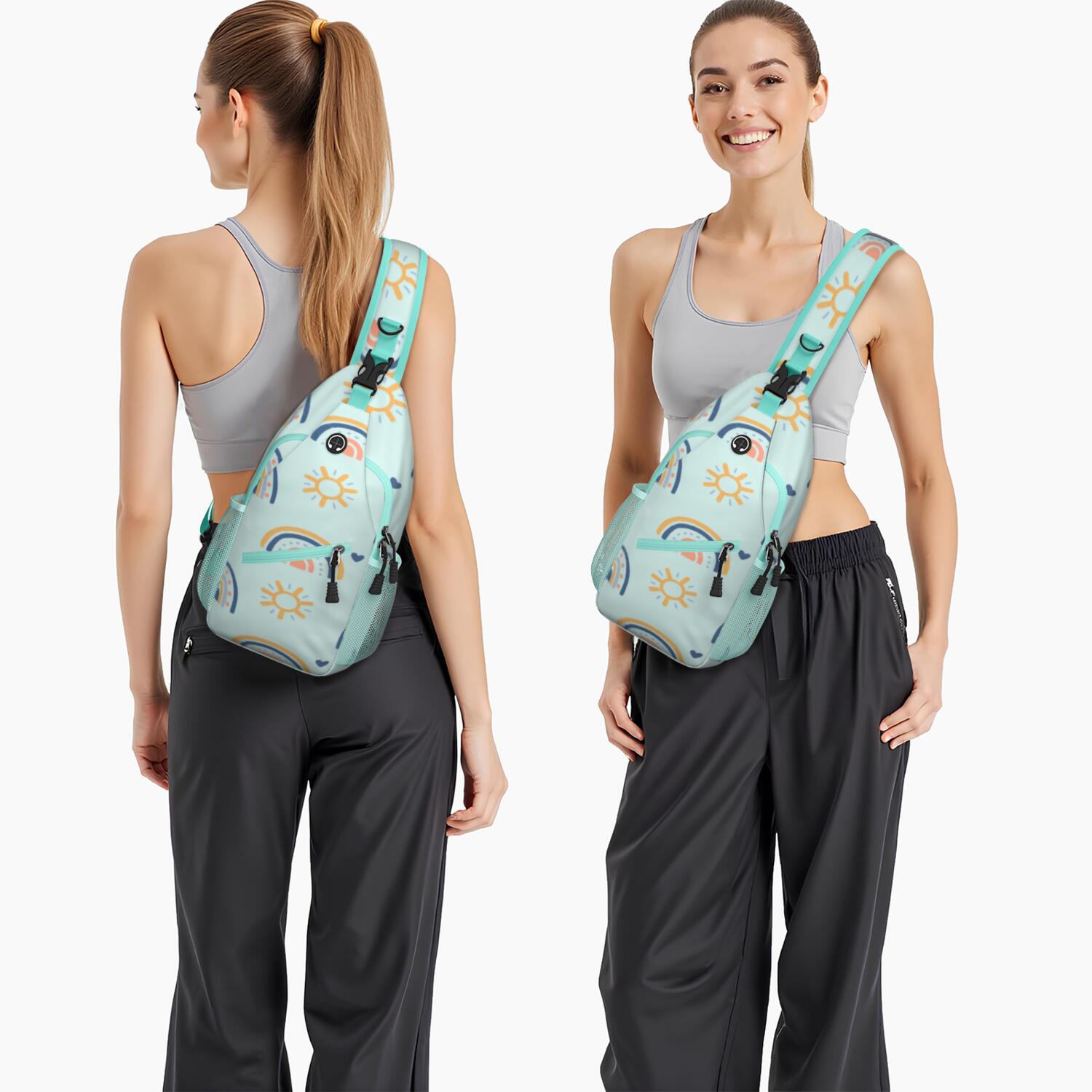 Chest Bag Crossbody Shoulder Bag Crossbody Shoulder BagHiking Sling Backpack for Men Women Travelers Rainbow Cartoon
