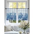 thumbnail image 3 of Summer Coastal Sheer Curtains 45 Inch Length 2 Panels Set, Watercolor Ocean Coral Starfish Conch Blue Plaid Voile Window Treatment Rod Pocket Small Kitchen Curtains Drapes for Bedroom 52"x45"x2, 3 of 7