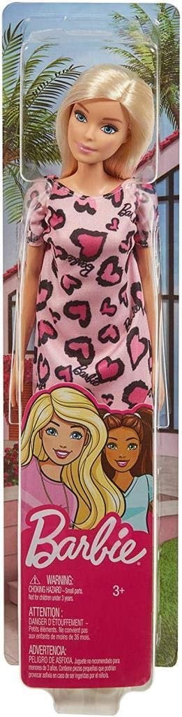 Barbie Doll, Blonde, Wearing Pink Heart-Print Dress And Shoes