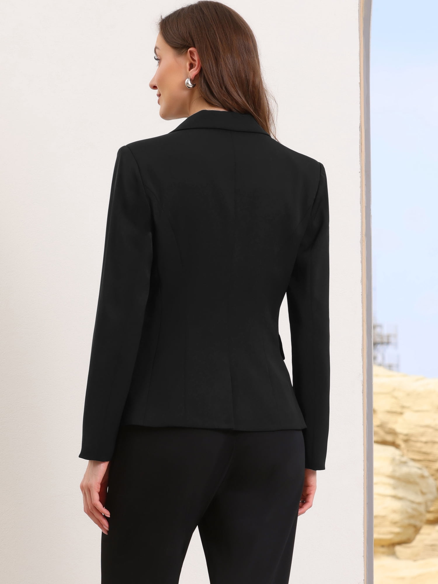 DARING DIVA Women's Casual Long Sleeve One Button Pockets Suit Jacket XS Black