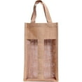 thumbnail image 4 of 2 Pack 8" x 14" Natural Brown Burlap Fabric Wine Bag Gift Packaging Wine Bag Gift Bag for Christmas Holiday Decorations (Double Bottles), 4 of 4