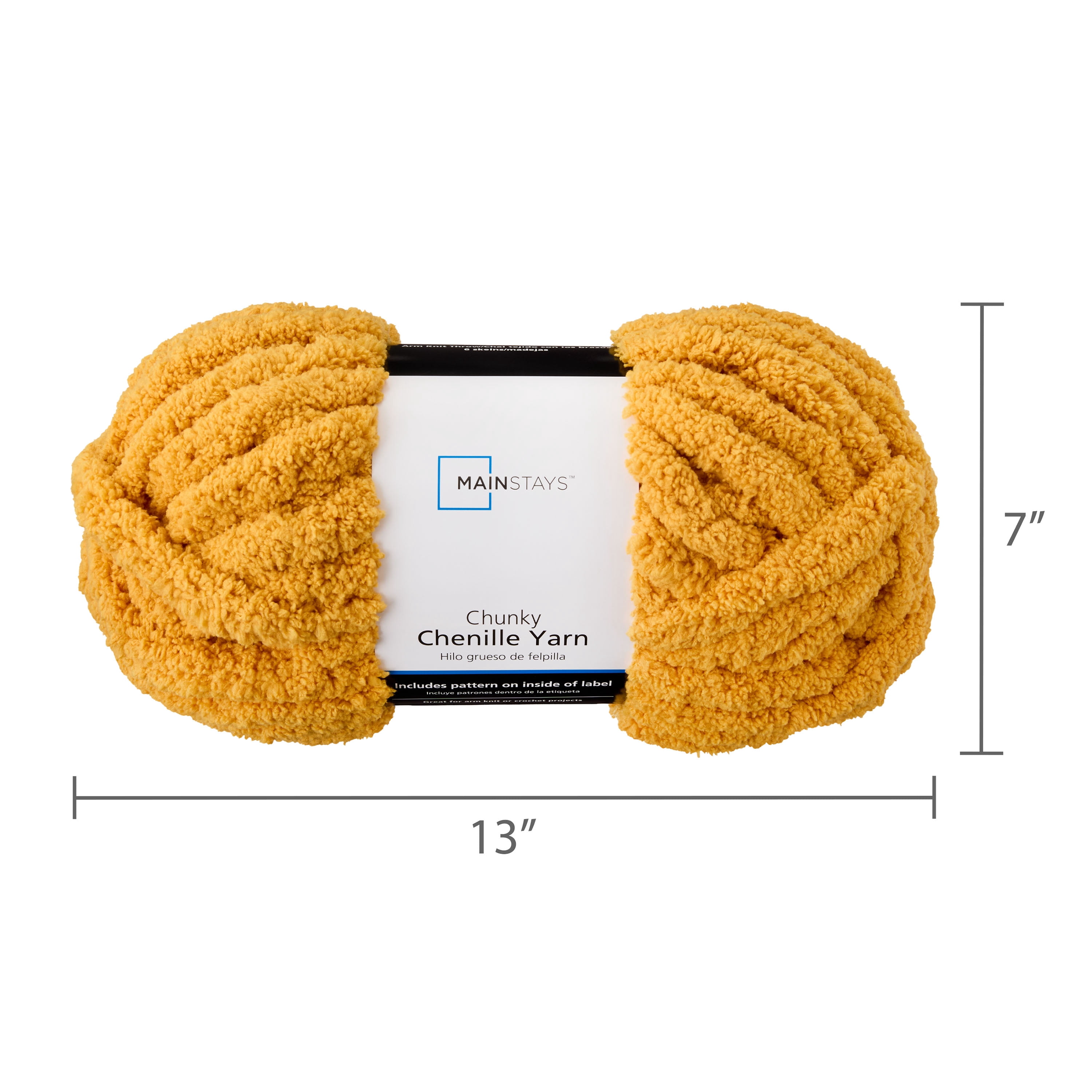 Mainstays Chunky Chenille Yarn, 31.7 yd, Mango, 100% Polyester, Super Bulky, Pack of 4