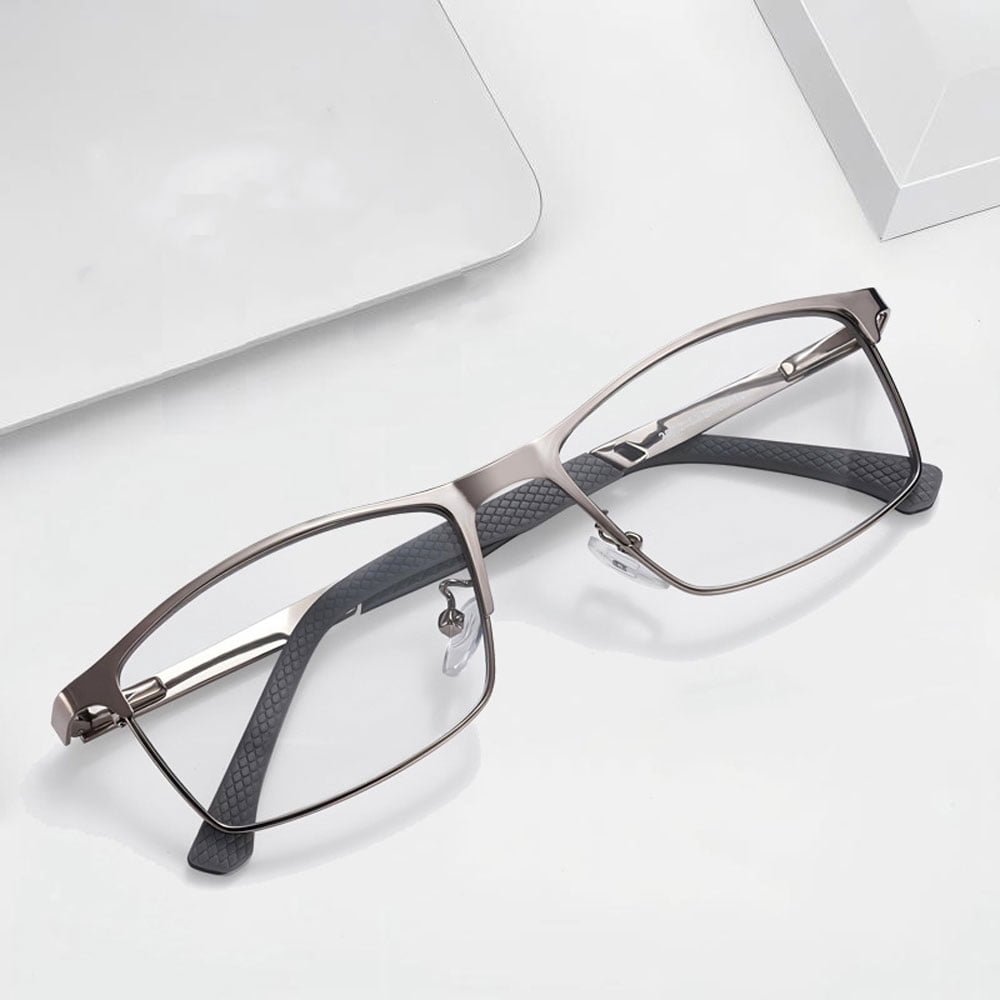 2 Pairs of Men Anti-blue Light Business Reading Glasses 4.00 Fashion Spring Hinge Metal Readers +4.00 Strength