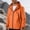 Orange, variant on Sevevn Men Rain Jacket Attached Hood Regular Fit Waterproof Shell Fabric Zip And Snap Placket Dual Chest Pockets Side Zip Pockets Cuffs For Hiking Camping Wear