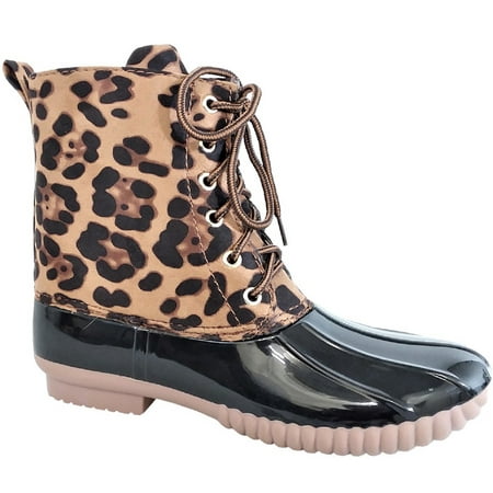 Lace Winter Snow Boots Dylan-33 Women Waterproof Warm Hiking Snow Rain Winter Ankle Lace Up Booties Boot Leopard ()