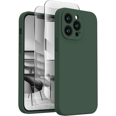 FireNova Designed for iPhone 13 Pro Max Case, Silicone Upgraded [Camera Protection] Phone Case with [2 Screen Protectors], Soft Anti-Scratch Microfiber Lining Inside, 6.7 inch, Alpine Green