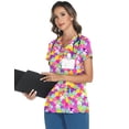 thumbnail image 4 of Scrub Tops LOMON con estampado de cuello en V de Pascua para mujer 3XL con 3 bolsillos, 4 of 6