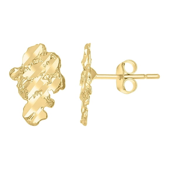 10k Yellow Gold Mens Nugget Stud Earrings