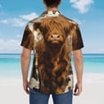 thumbnail image 3 of Lsque Cow With Butterflies Lilies pattern Hawaiian Shirt for Men, Unisex Summer Beach Casual Short Sleeve Button Down Shirts-3X-Large, 3 of 9