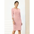 thumbnail image 2 of DARING DIVA Sheath Dress Zipper Neck Work Pencil Dresses L Pink, 2 of 6