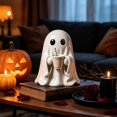 thumbnail image 5 of Halloween Ghost Holding Coffee Cup Figurine, Cute Funny Ghost Coffee Bar Resin Ornament, For Home Coffee Nook Tabletop Centerpieces Indoor Shelf Halloween Party Supplies,A, 5 of 7