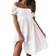thumbnail image 1 of Vestido bohemio con hombros descubiertos para mujer - Manga abullonada, volantes fluidos, poliéster, ropa de playa/vacaciones/verano, 1 of 8