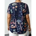 thumbnail image 3 of Cuteduck Women Plus Size Tops Short Sleeve Summer Floral Print Blouses Round Neck Loose Casual Bohemian Flowy Shirts 1X-5X, 3 of 10