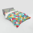 thumbnail image 3 of Quatrefoil Duvet Cover Set, Kids Colorful Petal Clover Leaves Pattern Bohemian Casual Kids Theme, Bedding Set with Shams and Fitted Sheet, 3 Sizes, by Ambesonne, 3 of 3
