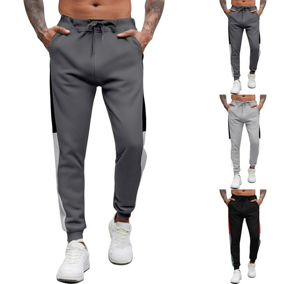 Viluyesy Mens Sweatpants Straight Leg with Drawstring Casual Fashion Elastic Waist Fall and Winter Clothes for Men Black Size L