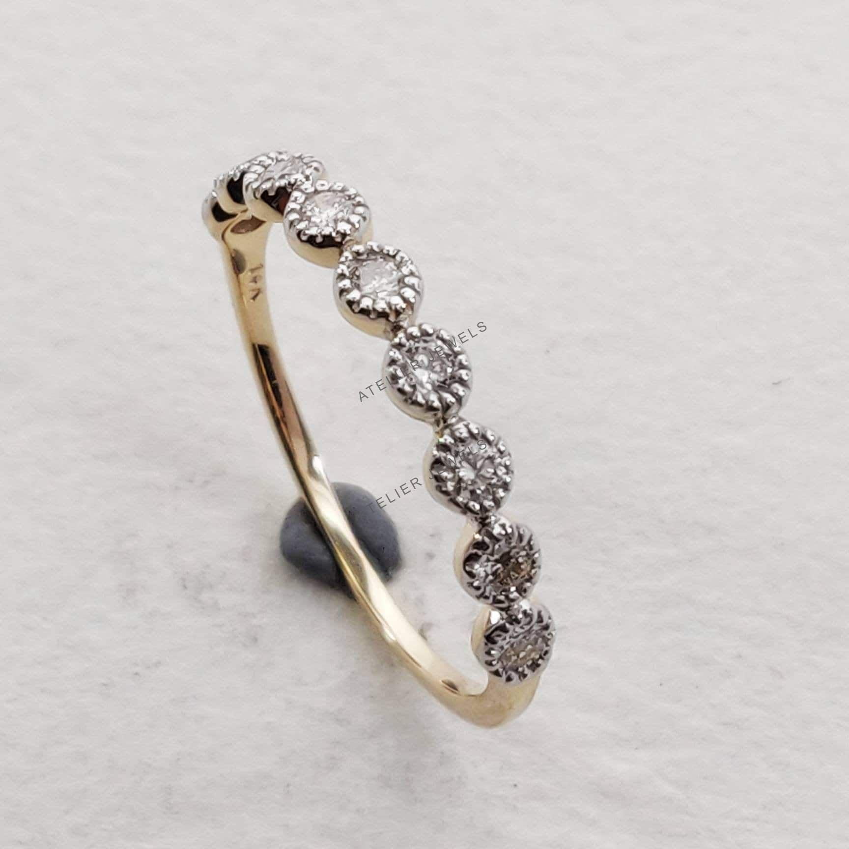 14K Yellow Gold Fine Cut Diamond Ring, Bridesmaids' Alternative Engagement Ring, Diamond Solid 14K Yellow Gold Ring, Valentine Gift