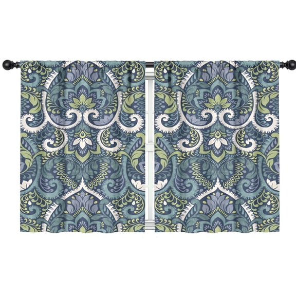 Blackout Kids Curtains,Blue Ethnic Paisley Pattern Childrens Insulated Curtains Set Of 2,Bedroom Essentials,Toddler Room Decor 42x54in(106x137cm)