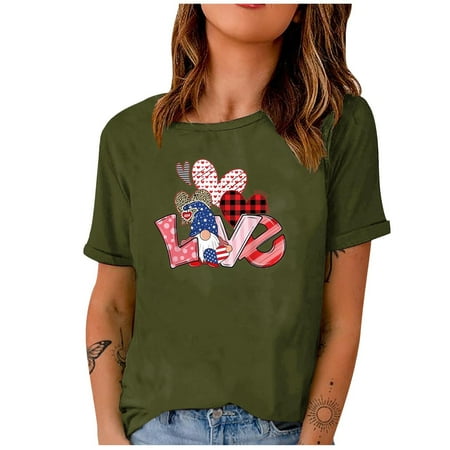 

Corset Top Long Sleeve Workout Tops for Women Fashion Woman Solid Crew Neck Short Sleeve T-Shirt Printing Loose Blouse Tops Valentines Shirts for Women White Shirts for Women on Sales Green 3XL