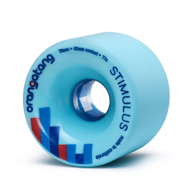 Orangatang Stimus 70 mm 77a Roues de Freeride Longboard Planche à Roulettes avec Roulements Jehu V2 Chargés (Bleu, Ensemble de 4)