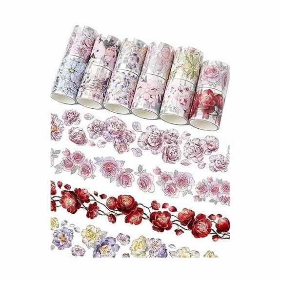 ZLCFloral Washi Tape Set - 12 PET & Washi Tapes for Journaling Stickers, Scrapbooking Supplies, Planner, Bullet Journals,Arts & Crafts. Use as Stickers