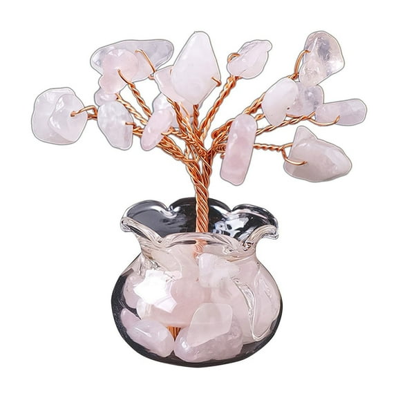 Vikakiooze Crystal Tree Natural Crystal Chip Trees Hand Woven Crystal Tree Ornament Desktop Decoration