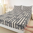 thumbnail image 3 of jejeloiu Ribbon Bow Tie Full Size Sheets,Gray Beige Striped Bed Sheets For Girl Teens 4 Pieces, 3 of 7