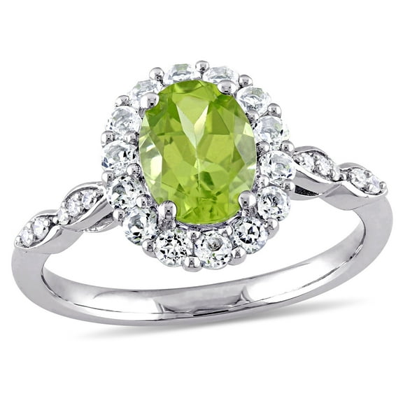 Everly Women's Peridot and Topaz 14k White Gold Ring