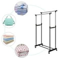 Double Rail Garment Rack Adjustable Rolling Clothes Drying Rack Laundry