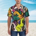 thumbnail image 2 of Honeii Colorful Pug Print Men’s Hawaiian Shirt,Classic Button-Down Short Sleeve Shirt, for Beach, Vacation, and Outdoor Activities,Large, 2 of 7