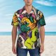 thumbnail image 2 of Balery Colorful Pug Camisas hawaianas de manga corta para hombre, camisas playeras de corte holgado, camisas de vacaciones con botones,Large, 2 of 7