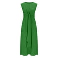 thumbnail image 4 of JGGSPWM Women 2025 Summer Work Dress Sleeveless Tie Waist Elegant Party A Line Flowy Midi Dresses with Pockets Green L, 4 of 8