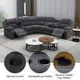 thumbnail image 4 of Recliner Sofa Set ,Manual Reclining Sectional Couch Set with Cup Holders,Living Room Furniture,Corduroy L-Shaped Recliner Couch Set for Living Room Home Office (Dark Grey, Sectional), 4 of 9