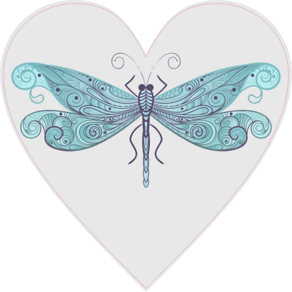 4in x 4in Dragonfly Heart Bumper Sticker Vinyl Cup Decal Vehicle Stickers
