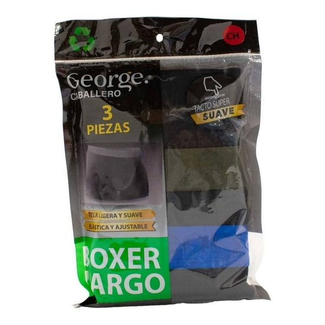 Bóxer George Para Hombre con Elástico Ajustable Largo Multicolor 3 Piezas Talla EG