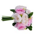thumbnail image 4 of Ramo de simulación de flor de peonía artificial de 10 cabezas, fiesta de boda, decoración floral para el hogar, flor falsa, blanco púrpura Kearding HA7016-03B, 4 of 6