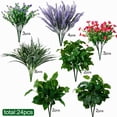 thumbnail image 6 of AcerichFad Artificial Plants for Outdoor, 24 Bundles Faux Greenery Fake Plastic Leaves with Stems for Outdoor Indoor Summer Patio Garden Porch Yard Home Decor, 6 of 8