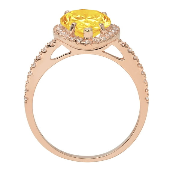 2.38 ct Pear Cut Natural Citrine Halo Engagement Ring for Women in 18K Rose Gold