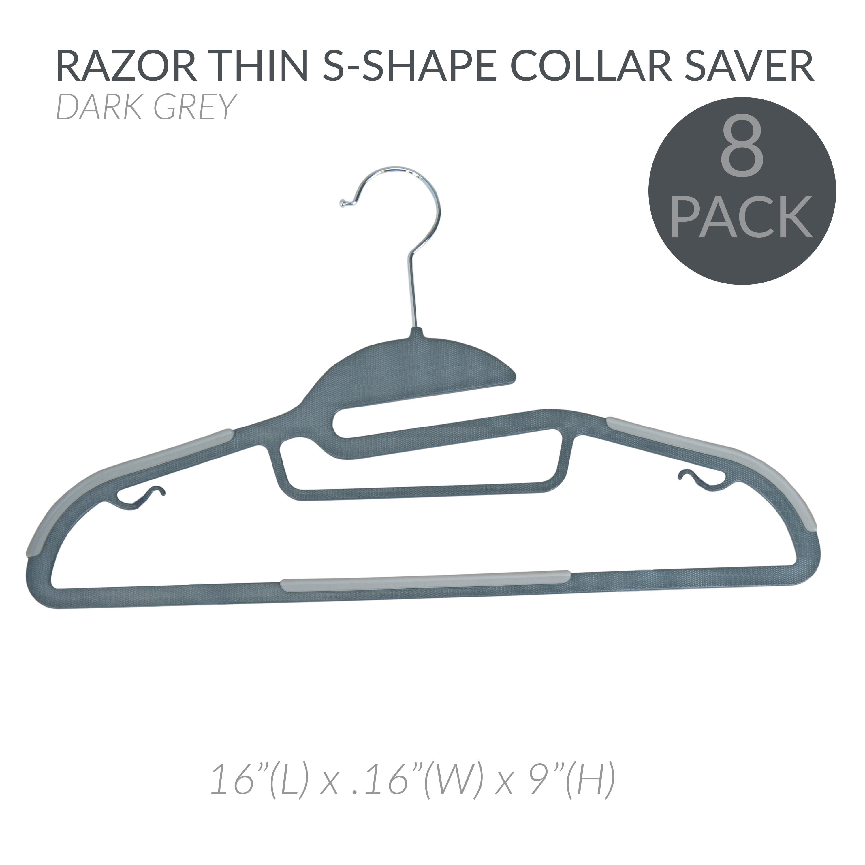 Simplify 24 Pack Plastic Ultimate Adult Shirt Hanger in Dark Grey
