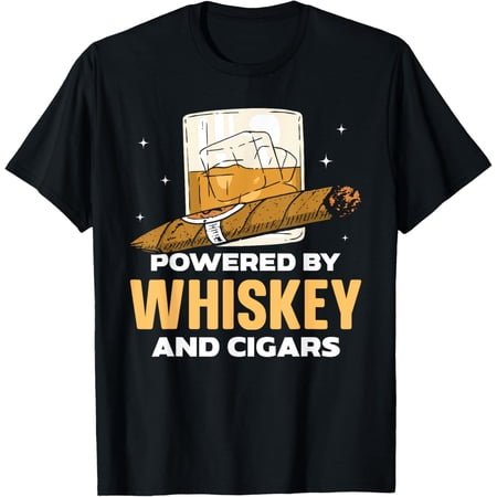 Powered By Whiskey And Cigars Lover Whisky Cigar T-Shirt