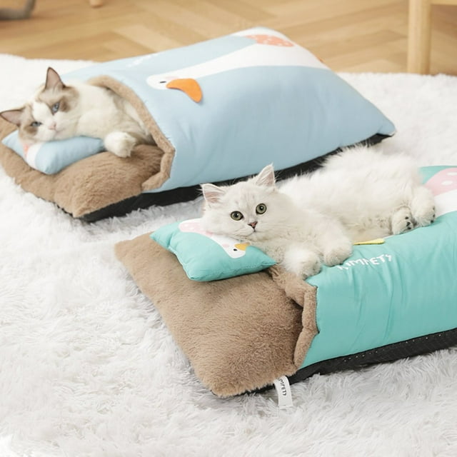 Pet Nest Anti-Slip Bottom Keep Warmth Cashmere Duck Pattern Comfortable Dog Sleeping Bed Cushion for Cat