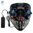 thumbnail image 2 of Deago Halloween Mask LED Light Up EL Wire Cosplay Glowing Mask The Purge Movie Scary Festival Costume with AA Battery, 2 of 4