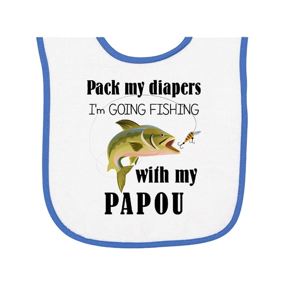 Inktastic Diapers I Am Going Fishing with Papou Baby Terry Cloth Bib