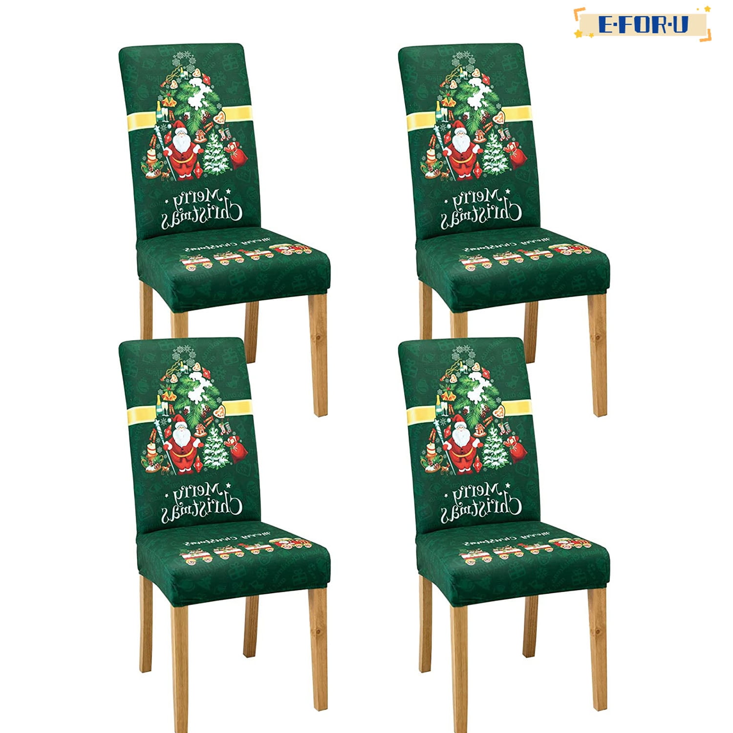Christmas Chair Covers Set of 4 Dining Room Chair Slipcovers Merry