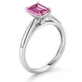 thumbnail image 3 of Gem Stone King 1.00 Cttw Pink Moissanite Solitaire Engagement Ring for Women | 10K White Gold | Emerald Cut 7X5MM | Wedding Engagement Anniversary Promise Ring for Women| Size 7, 3 of 4